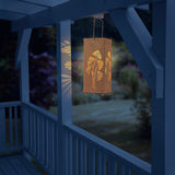 EASYmaxx Solar-Dekosäule Rost-Optik hängend mit LED-Licht, wetterfest für in- & outdoor, dekorative Metall-Säule mit Solarbetrieb.