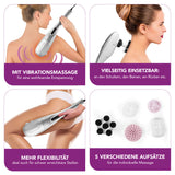 VITALmaxx Klopfmassagegerät silber/weiß mit 5 Aufsätzen, kabellos, für vielseitige, wohltuende Klopfmassage und Vibrationsmassage.