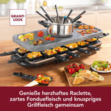 GOURMETmaxx Raclette- & Fondue-Set GRANITlook schwarz mit Keramik-Antihaftbeschichtung, Raclette für 12 Personen, Fondue für 8 Personen.
