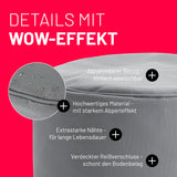 LUMALAND Sitzsack Pouf (50 L) grau mit abnehmbarem Bezug, starkem Abperleffekt, extrastarken Nähten und verdecktem Reißverschluss.