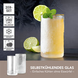 GOURMETmaxx Glas selbstkühlend - 2er-Set je 280 ml mit Kühlgel für kalte Getränke ohne Eiswürfel, frostgeeignet und spülmaschinenfest.