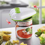 GOURMETmaxx Dosenöffner vollautomatisch weiß/limegreen öffnet mühelos Dosen ab 65 mm, kabellos, sicher und ohne scharfe Kanten, Design aus Deutschland.