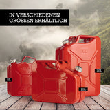 Oxid7 Metall-Kraftstoffkanister mit Schraubverschluss - 20 Liter, rot, langlebig, rostgeschützt, sicher und auslaufsicher für Benzin und Diesel.