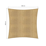 LUMALAND Sonnensegel 100% HDPE mit Stabilisator, UV-Schutz, Quadrat 4x4 m, Sand, inkl. Befestigungsseile und rostfreien Ringen.