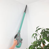 CLEANmaxx Akku-Zyklon-Staubsauger türkis/grau mit Aluminium-Steckrohr, verlängerbar bis 80 cm, für schwer erreichbare Stellen und Tierhaare.