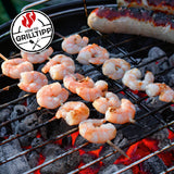 LANDMANN Holzkohle-Kugelgrill mit verchromtem Rost und Kohle für perfektes Grillen von Garnelen und Würstchen.