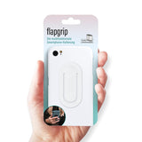 flapgrip Handyhalterung - Smartphone-Halterung - weiß, kompakt, leicht, ideal für Selfies, Auto und Videoschauen, universell klebbar auf glatten Hüllen.