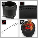 LANDMANN Raucharmer Feuerkorb Ø 50 cm rund schwarz mit doppeltwandigem Stahl, 360° Luftzirkulation, Schürhaken und stabilem Stand.