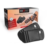 MAXXMEE Venen-Massagegerät mit Wärmefunktion, 2 Intensitätsstufen, luftkomprimierte Massage für Arme und Beine, schwarz, verstellbar bis 50 cm.