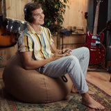 LUMALAND Comfort Line XXL Sitzsack Braun mit EPS-Perlen, 100x120x50 cm, bequemes Bodenkissen für drinnen.