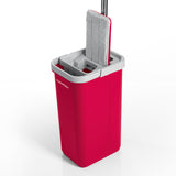 CLEANmaxx Komfort-Mopp 2 Kammern-System 5,7 Liter rot/grau mit Auswring-Mechanismus und Führungsrollen, ideal für empfindliche Böden.