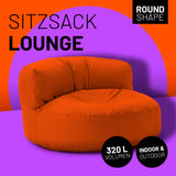 LUMALAND Sitzsack Lounge (320 L) in Orange, bequem, langlebig, für Indoor & Outdoor, pflegeleicht, mit verdecktem Reißverschluss.