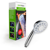 EASYmaxx Duschkopf LED mit bunter Duschzeit-Anzeige, wasserkraftbetrieben, verchromt, Regen- und Massagedusche, passt auf 1/2" IG.
