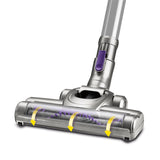 CLEANmaxx Akku-Zyklon-Staubsauger - 2in1 lila/silber mit Aluminium-Steckrohr und Möbelkantenbürste für vielfältige Reinigung.