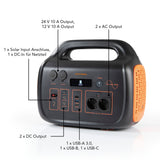 EASYmaxx Powerstation tragbar - 1048Wh schwarz/orange mit vielseitigen Anschlüssen und flexibler Lademöglichkeit per Steckdose oder Solar.