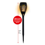 EASYmaxx Solar-Fackel mit LED-Flammeneffekt in schwarz, mit Tageslichtsensor und Erdspieß, ca. 50 cm hoch.