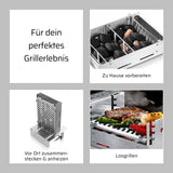 STACK Grill - Grill und Feuerstelle mit mobilem Stecksystem, höhenverstellbarem Rost und schnellem Kamineffekt für 2-5 Personen.