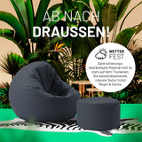 LUMALAND Sitzsack Pouf (50 L) Stahlgrau, wetterfest, wasserabweisend, leicht, robust, für Innen- und Außenbereich geeignet.