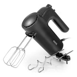 N8WERK Handmixer - Midnight Edition mit 5 Geschwindigkeiten, Turbotaste, Rührbesen, Knethaken und praktischem Halter in Mattschwarz.