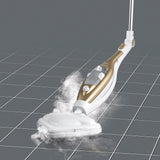 CLEANmaxx Dampfbesen - Mit Knickgelenk - gold/weiß reinigt Fliesen gründlich mit Dampf und flexiblem Kopf.