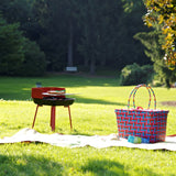 GRILLCHEF Holzkohlegrill PortaGo - 29cm - rot, kompakter tragbarer Grill mit verchromtem Rost im Garten beim Picknick.