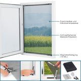 HOBERG Insektenschutzgitter mit Magnetbefestigung – Fenster mit 16 Magneten, zuschneidbar, einfache Montage, Insektenschutz aus Polyester.