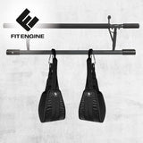 FitEngine Bauchtrainingsschlaufen mit Karabinerhaken, gepolstert, belastbar bis 150 kg, für Hanging Leg Raises und Bauchtraining.