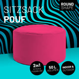 LUMALAND Sitzsack Pouf (50 L) in Pink, multifunktional als Sitzhocker, Ablage & Fußschemel für In- & Outdoor geeignet.