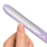 MIWIAM Nagelfeile für Finger- und Fußnägel - flieder, rostfrei, flexibel mit grober und feiner Gitterstruktur für seidig glattes Finish.