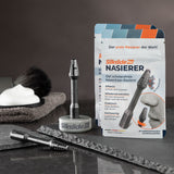 Silkslide Pro Nasenhaartrimmer - Nasierer mit Keramikständer, präzise, batteriefrei, hochwertige Solingen Klingen, hygienisch und wiederverwendbar.