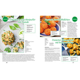 Kochwerk Buch für die Heißluft-Fritteuse mit Rezepten für Zucchinipuffer, Kartoffelbällchen und Blumenkohl mit brauner Butter.