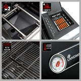 LANDMANN Gasgrill Triton 2.1 MaxX - 121 cm - schwarz mit Edelstahl Brenner, Infrarot-Seitenbrenner und Temperaturanzeige.