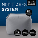 LUMALAND Sitzsack-Hocker - Kombinierbar mit modularem System, 200 L, grau, vielseitig nutzbar, robust und indoor & outdoor geeignet.