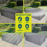 Hoberg Gartenmöbel-Abdeckung mit Kordelzug, wetterfest, UV-beständig, schützt vor Regen, Wind, UV-Strahlung und Schnee.