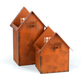 Hoberg Rost-Pflanztöpfe - 2er-Set in Rost-Optik mit Haus-Details, wetterbeständig und dekorativ für Garten und Terrasse.
