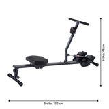 MAXXMEE Rudergerät mit Fitness-Tracker, klappbar, kompakt, leiser Betrieb, 12 Widerstandslevel, hydraulisches System für ruckelfreies Training.