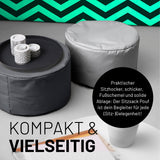 LUMALAND Sitzsack Pouf (50 L) Stahlgrau als moderner Sitzhocker, Ablage und Fußschemel für In- & Outdoor.