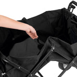 HOBERG faltbarer Bollerwagen mit Dach in Schwarz, praktische Faltfunktion und robuster Nylonbezug für Hobby und Freizeit.