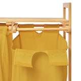 LUMALAND Bambus Wäschekorb mit 2 ausziehbaren gelben Wäschesäcken, 73x64x33 cm, stabil und pflegeleicht aus Bambus.