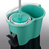 CLEANmaxx Power-Wischmopp mit Zwei-Kammer-Filtersystem und Eimer, türkis, zum Auswringen ohne Bücken und für streifenfreie Sauberkeit.