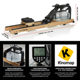 FitEngine Wasser-Rudergerät Smart mit realistischem Wasserwiderstand, Trainingscomputer und Kinomap-kompatibler Wireless Connection.