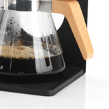 BEEM Kaffeebereiter Set Pour Over - 4-tlg. mit Glas-Kanne 600 ml, Holzgriff und rutschfester Silikonunterlage schwarz/Edelstahl.