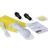 Hoberg Schlauchboot "YPP-4" Reparaturset mit PVC-Flicken, Seil, Ventilaufsätzen und Anleitung für 4-Sitzer Schlauchboot Zubehör.