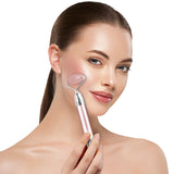 MAXXMEE Gesichtsroller Perfect Face mit Rosenquarz und Gua Sha Stein in weiß/rosegold zur Hautdurchblutung und kühlenden Wirkung.