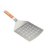 LANDMANN Selection Pizzastein-Set klappbarer Pizzaheber aus Edelstahl mit Bambusgriff, passend für Grill und Backofen.