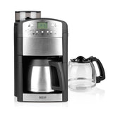FRESH-AROMA-PERFECT Filterkaffeemaschine mit Mahlwerk, Glas- und Isolierkanne, 24h-Timer, 5-stufige Mahlgradeinstellung.