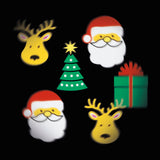 EASYmaxx LED-Projektor Kerze - 4 Themenschablonen mit weihnachtlichen Motiven wie Santa, Rentier, Tanne und Geschenk.