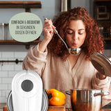 GOURMETmaxx Dosenöffner vollautomatisch weiß/grau – mühelos Dosen öffnen ohne scharfe Kanten, sicherer Griff, für alle runden Konserven geeignet.