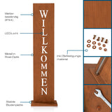 Hoberg Rost-Schild mit Willkommen Schriftzug, wetterbeständig, Metall in Rost-Optik, inklusive Befestigungsmaterial und stabiler Bodenplatte.