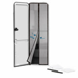 Hoberg Tür-Insektenschutz 60 x 195 cm mit selbstschließendem Magnetverschluss, anthrazitfarben, für Wohnwagentüren, ohne Bohren.